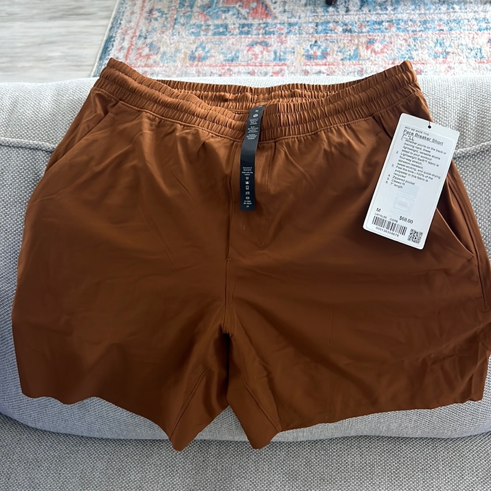 7” mud brown Lululemon running shorts - size M